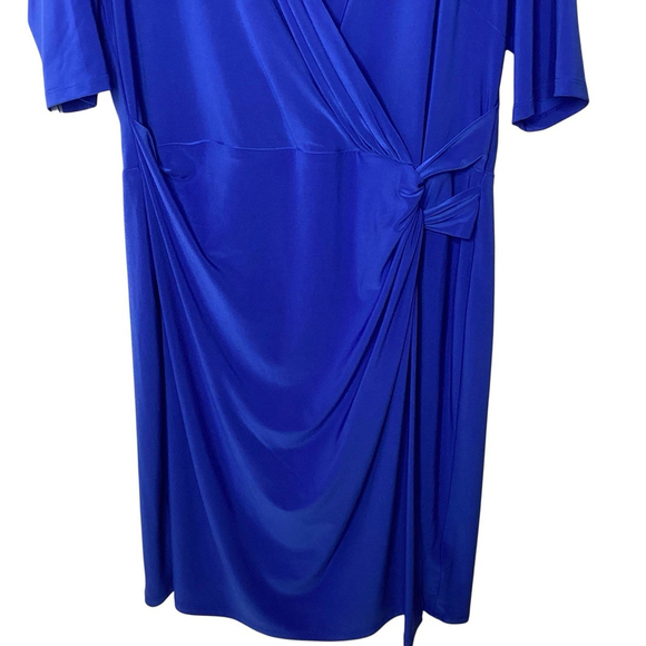 Lauren Ralph Lauren Dress Sz 16 Blue Faux Wrap Business Night Out Date Lined EUC - Picture 4 of 8